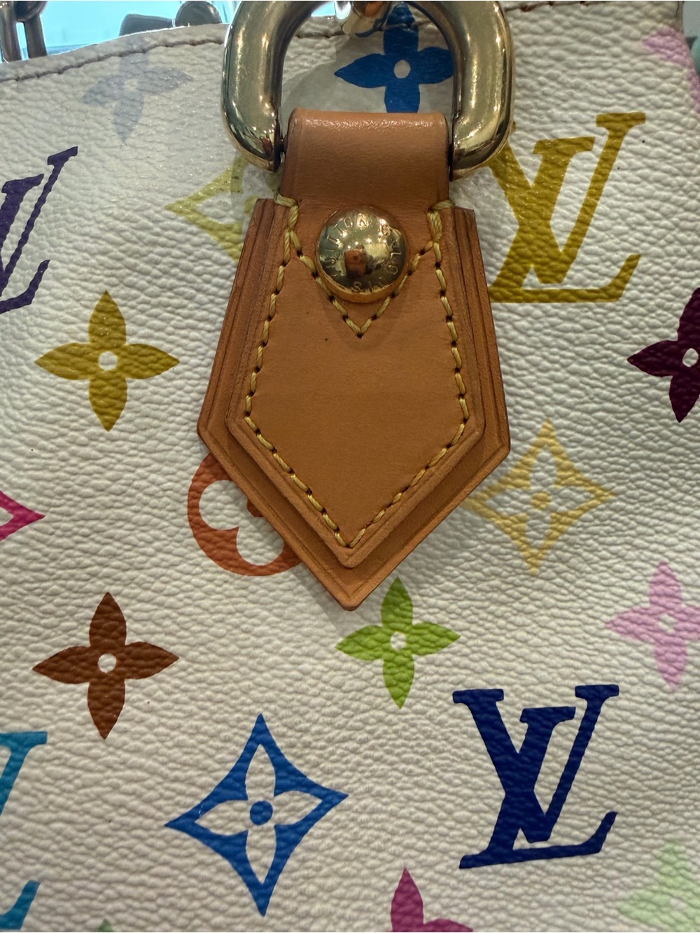 Good Auth Louis Vuitton Audra Monogram Multicolor Handbag White - Picture 3 of 13